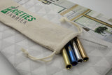 Set metalen smoothie rietjes in herbruikbaar zakje - 10mm breed - Geschikt voor o.a. shakes en smoothies